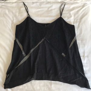 BCBG black sleeveless top size large L mesh panel